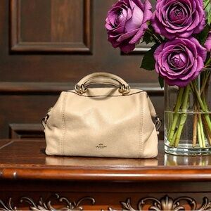 Coach Tan Lenox bag Pebbled Leather top handles satchel handbag classic Top zip